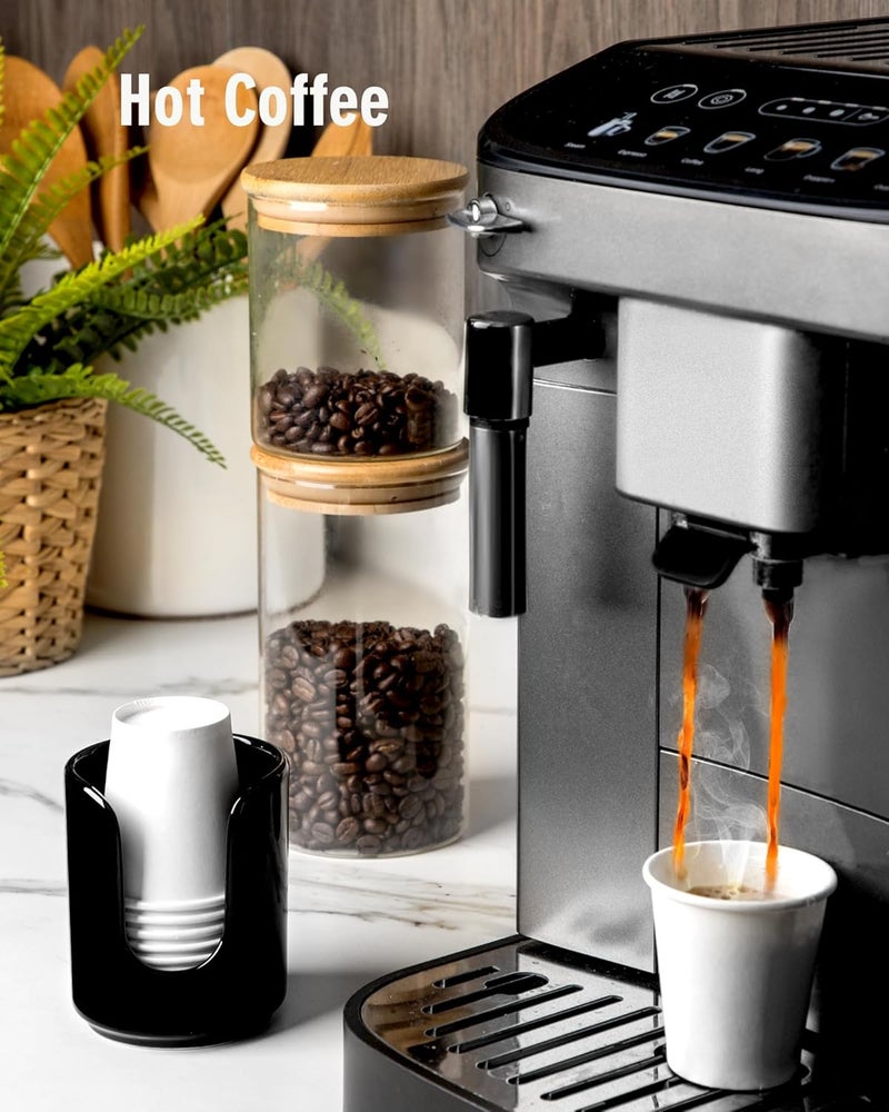 Viosuniu 3 oz Original Ceramic Bathroom Cup Dispenser with 5 PLA Paper Cups, Bathroom Essential Accessories for Mouthwash Holder on Bathroom Vanity Countertops (1 Pack, Black) - Image 4